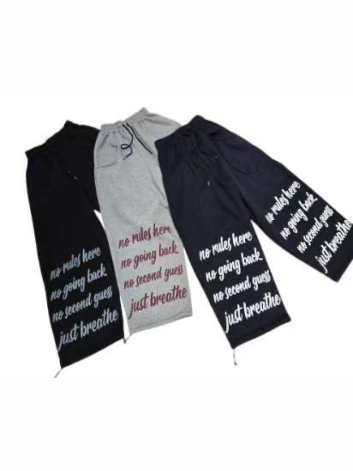 英文字可束腳運動褲(薄抓毛底) P3232