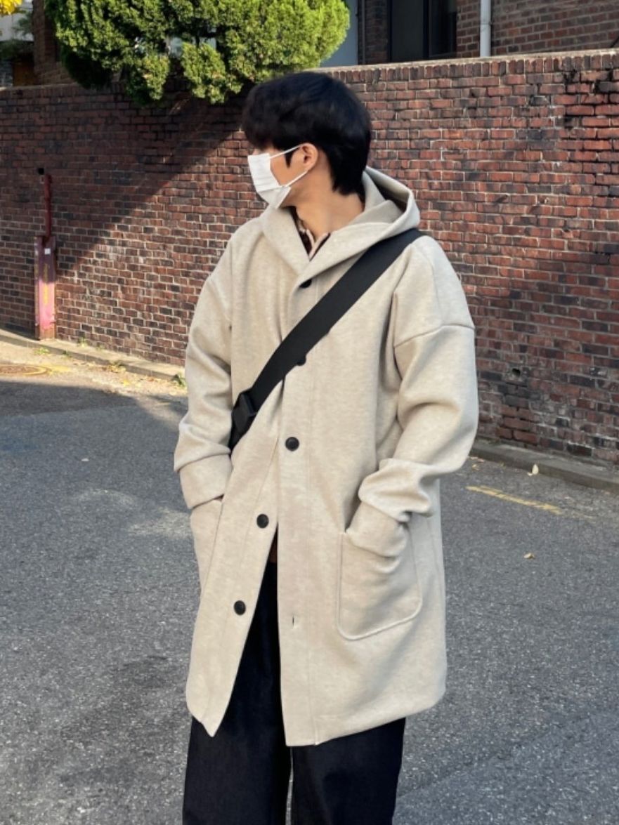 淨色連帽開胸長褸 JK2754