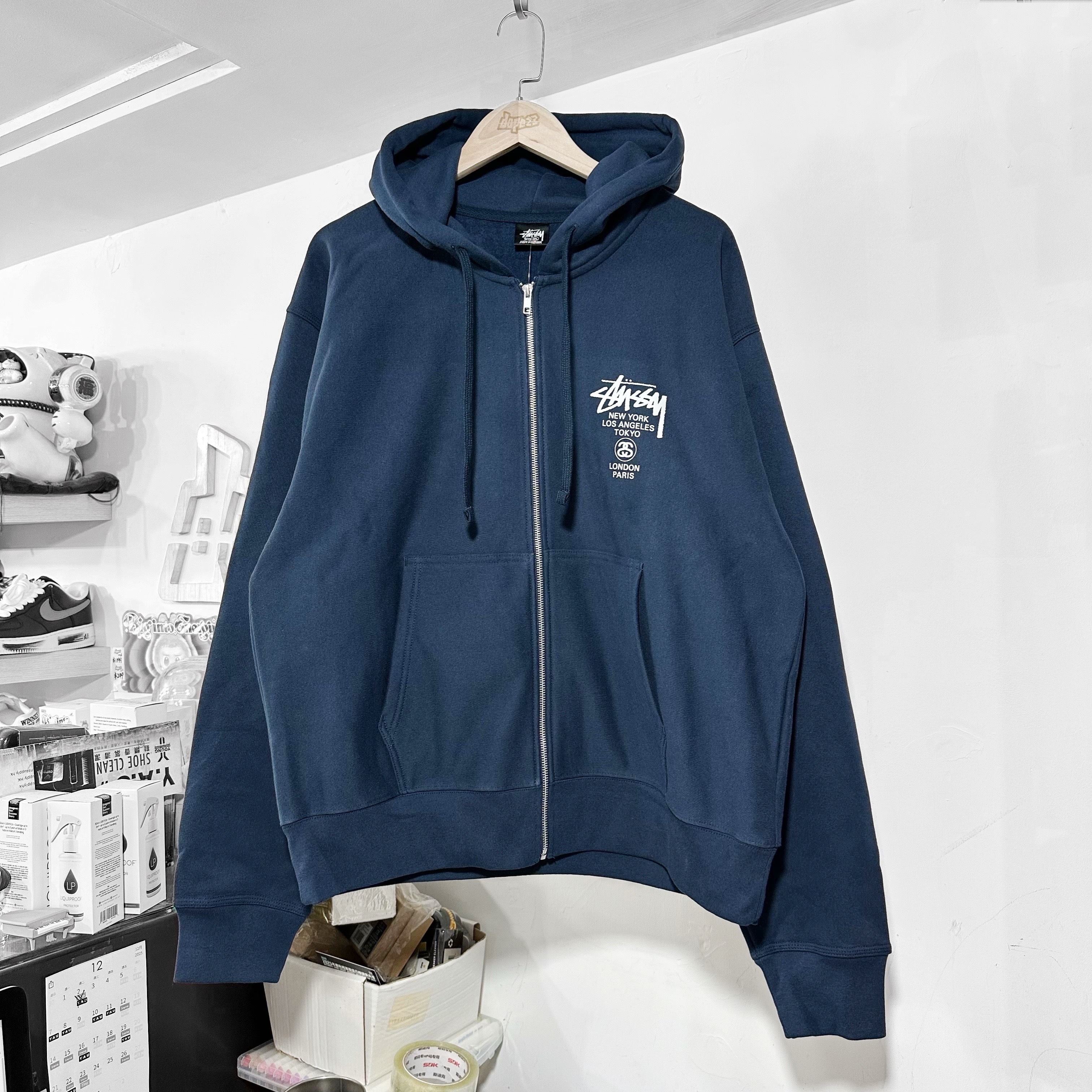 STUSSY WORLD TOUR ZIP HOODIE - Navy 拉鏈外套