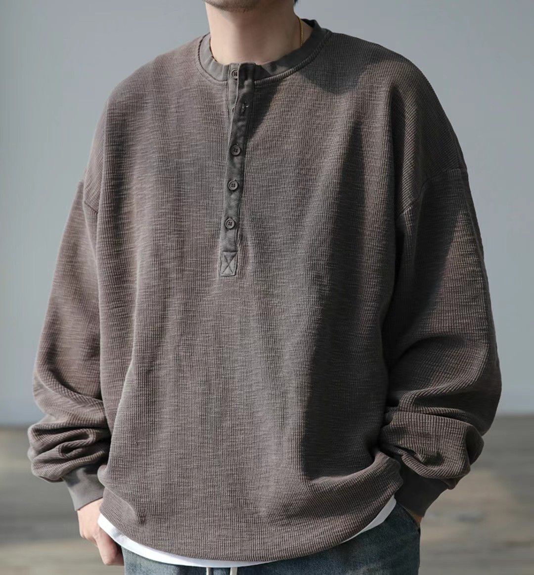 淨色半開胸長袖衫 T5885