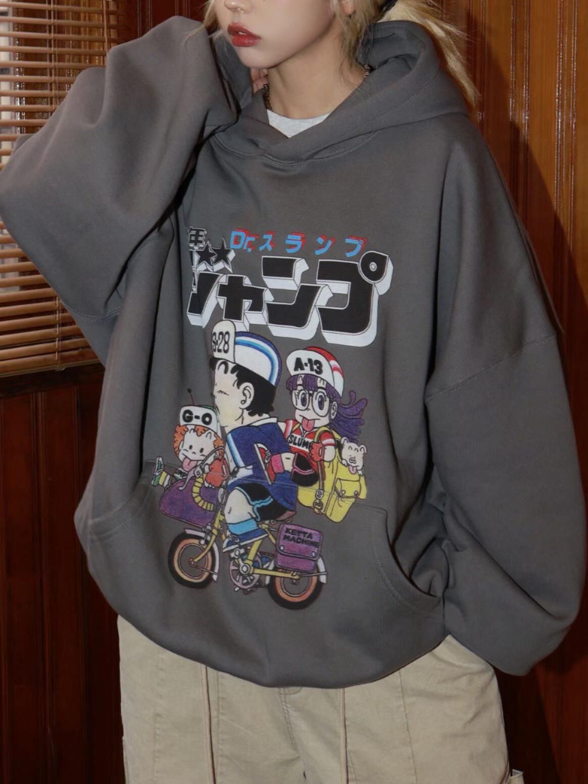 卡通圖案連帽衛衣(薄抓毛底) T5879