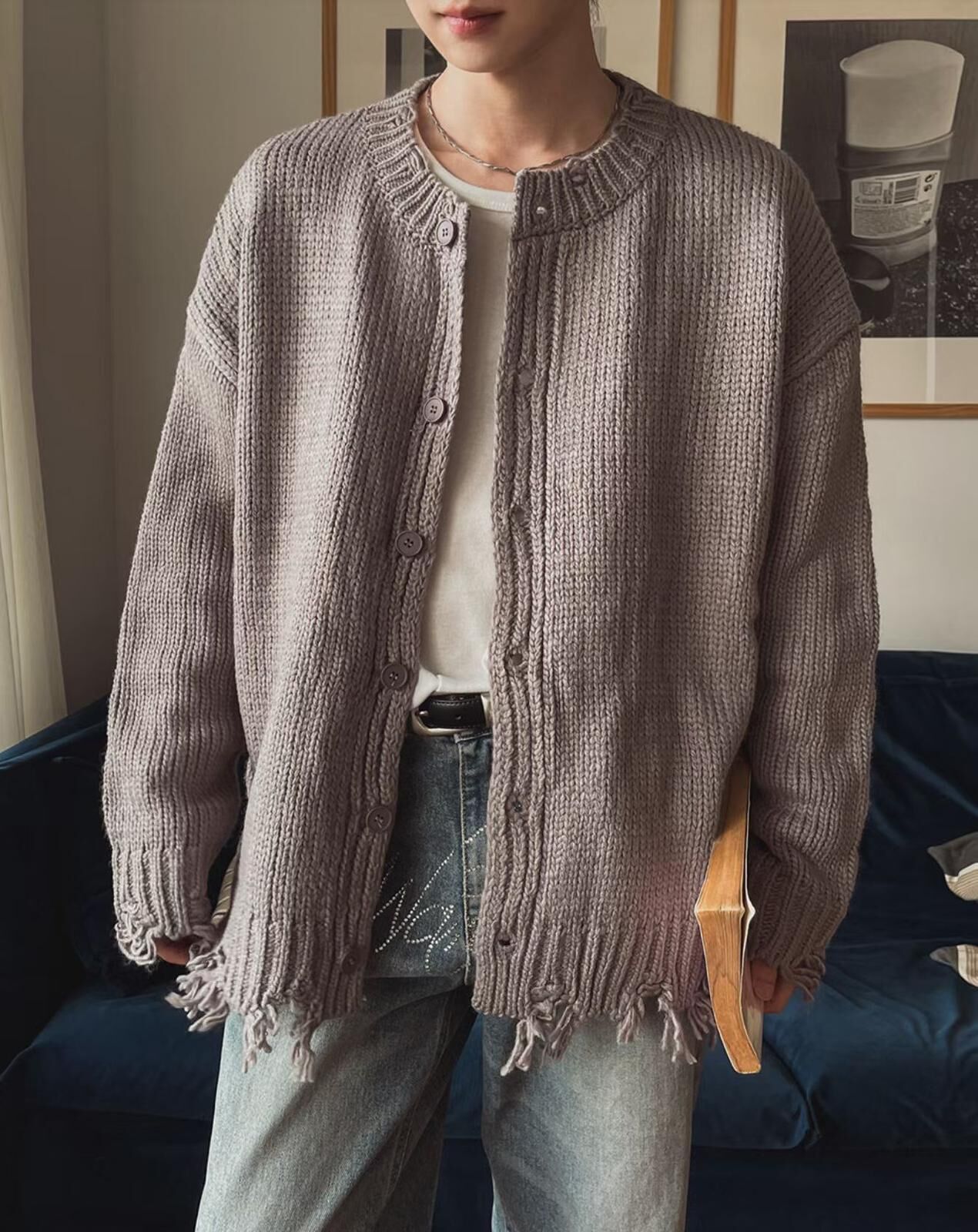 淨色破邊開胸外套 JK2756