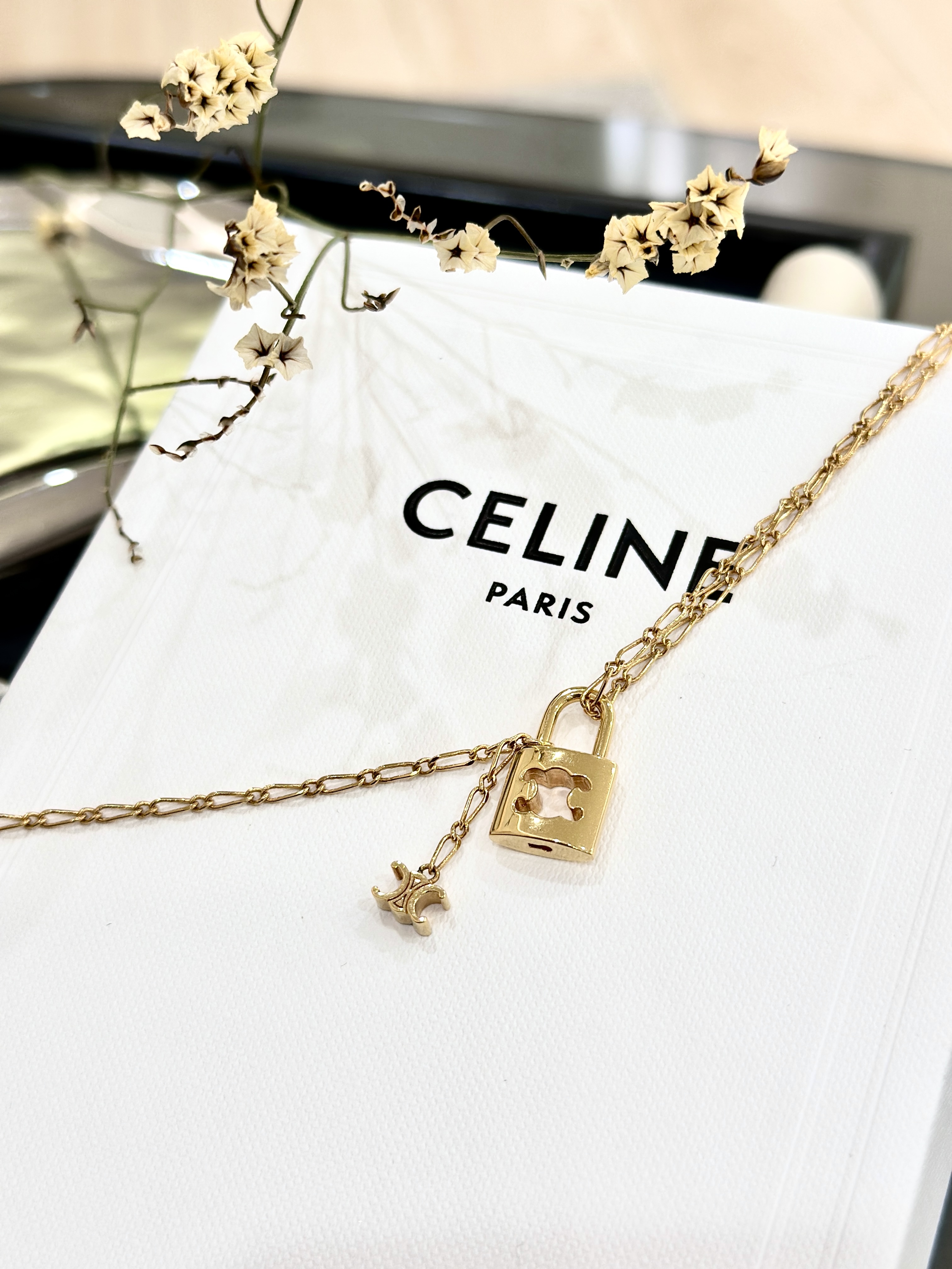 CELINE Triomphe Lock Necklace