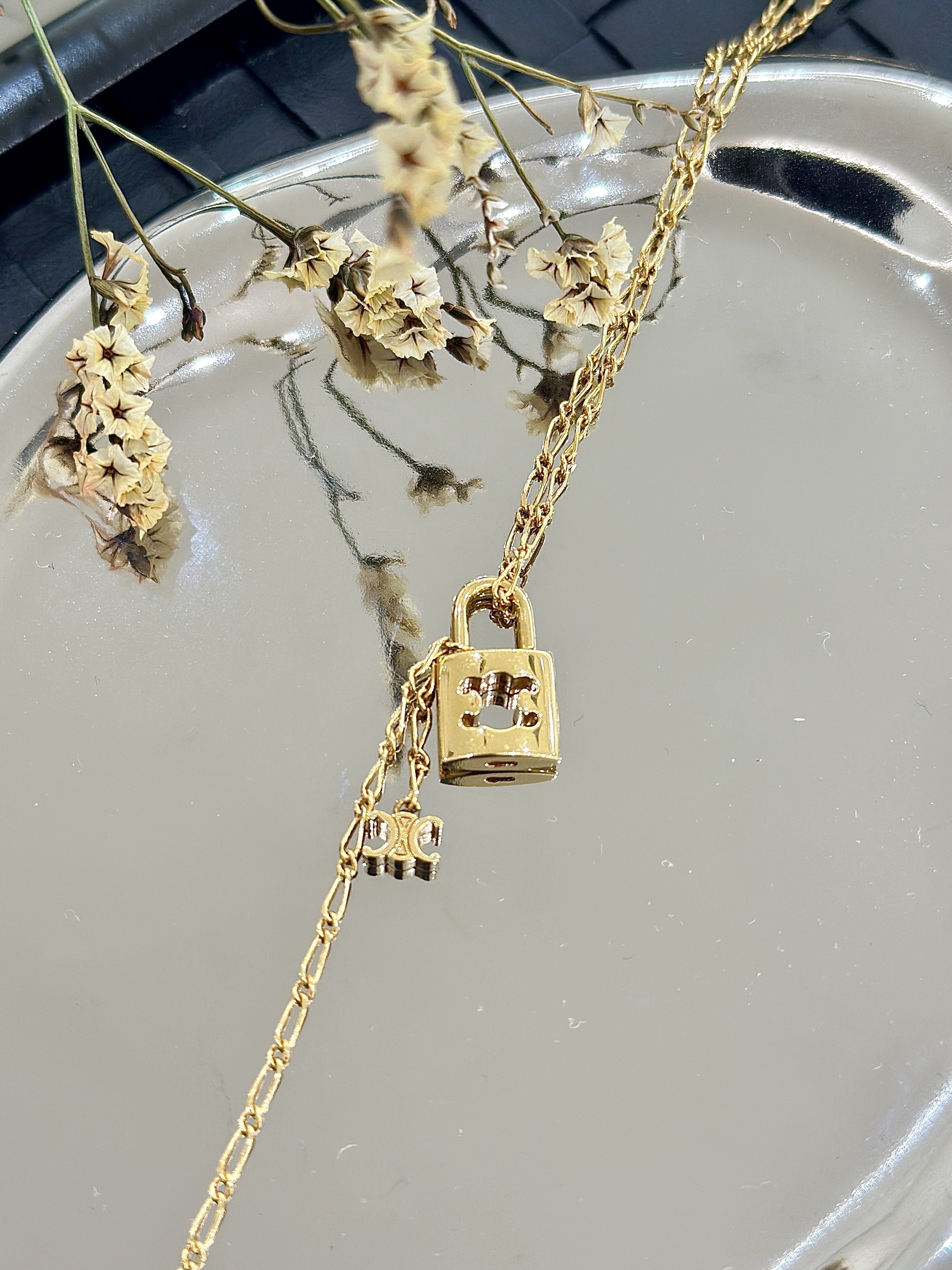 CELINE Triomphe Lock Necklace