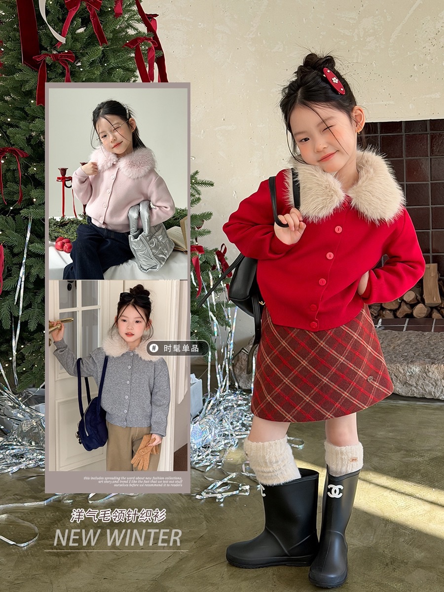 冬日氛圍三色毛毛領上衣