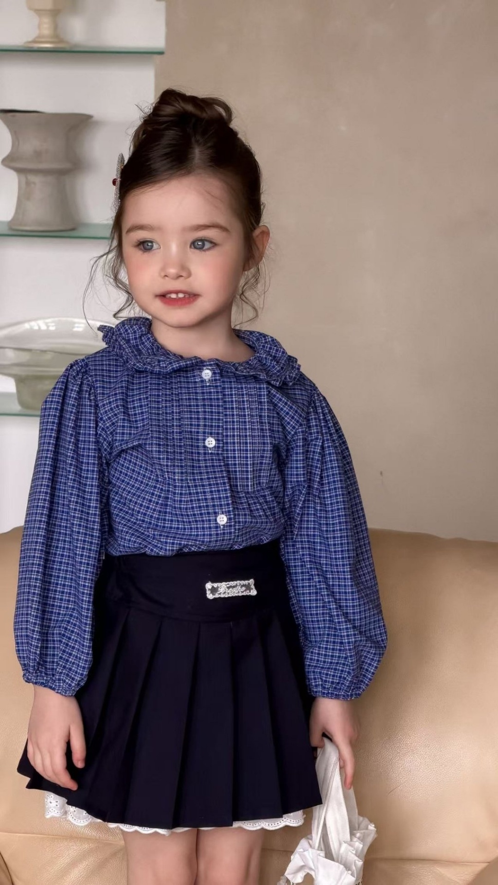 正韓春aiai 蕾絲拼接百褶裙