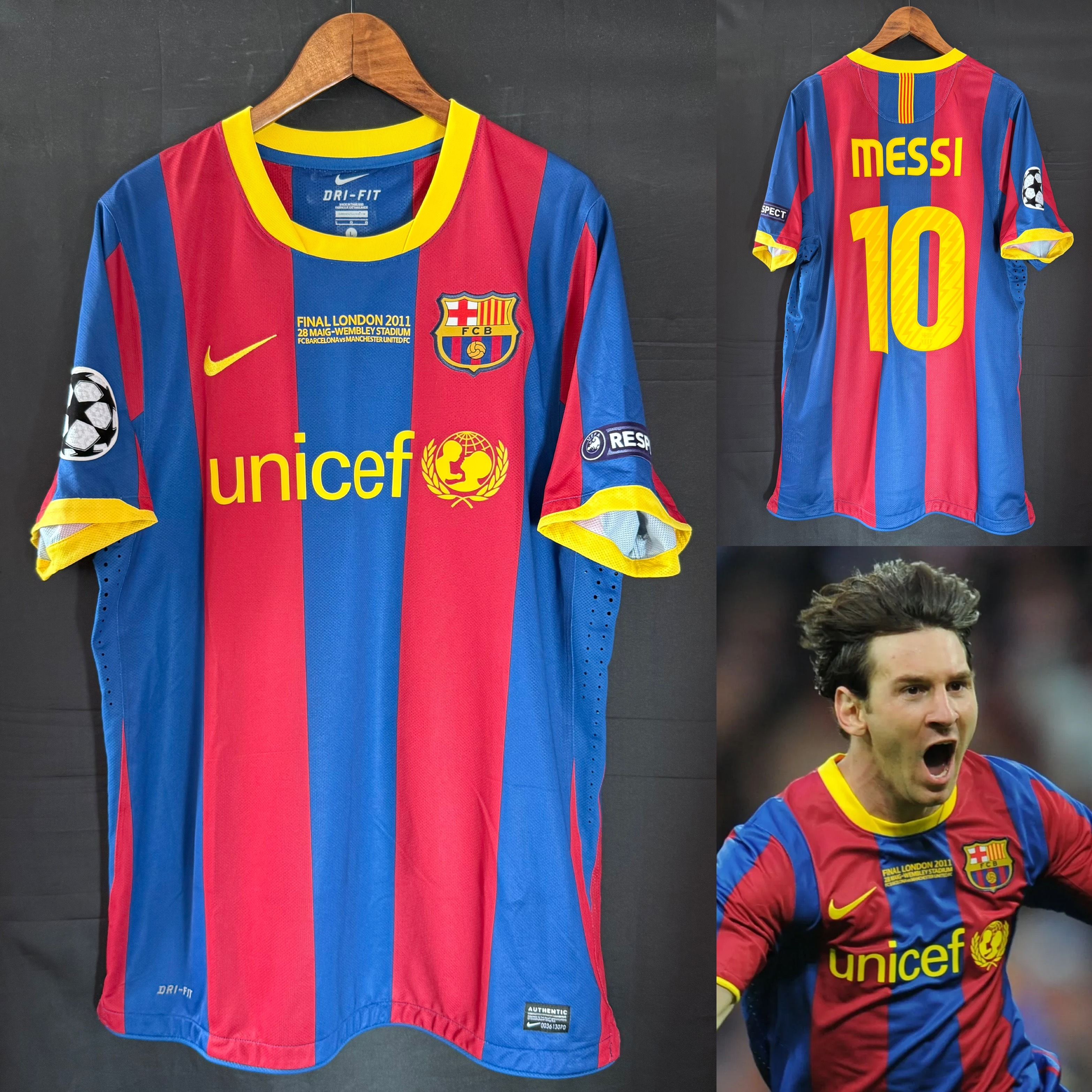 (Match Issue) FC Barcelona 2010-2011 UEFA Champions League Final Nike Home Match Issue Shirt #10 MESSI