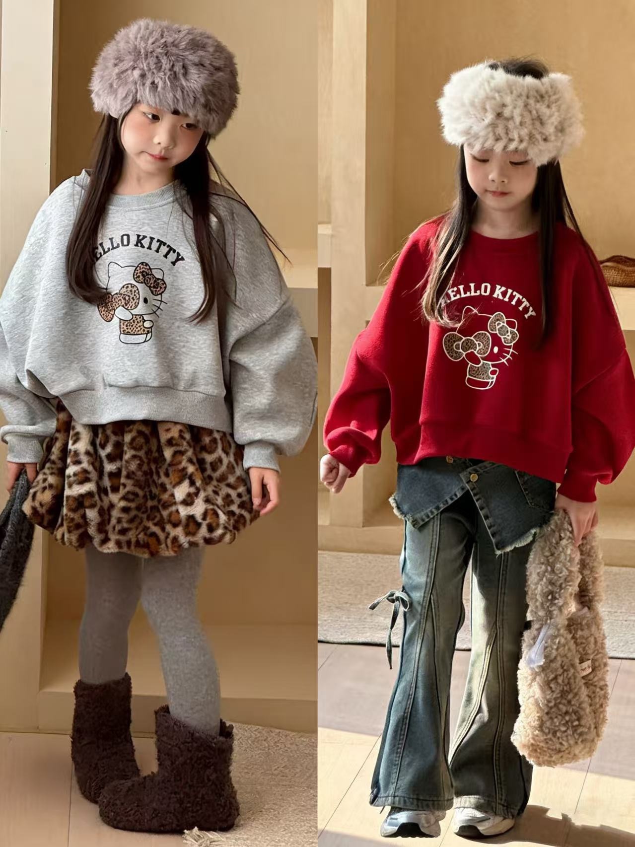 加絨寬鬆貓咪上衣