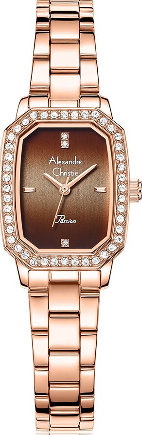 萬年鐘錶 - Alexandre Christie   玫瑰金框方形優雅女錶 2884LHBRGBO 錶徑22MM  (AC 錶)