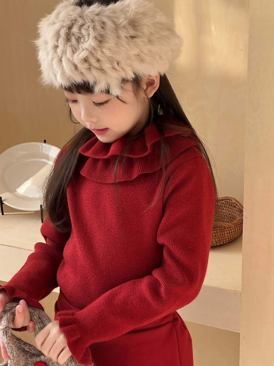 兩色雙層花邊木耳上衣