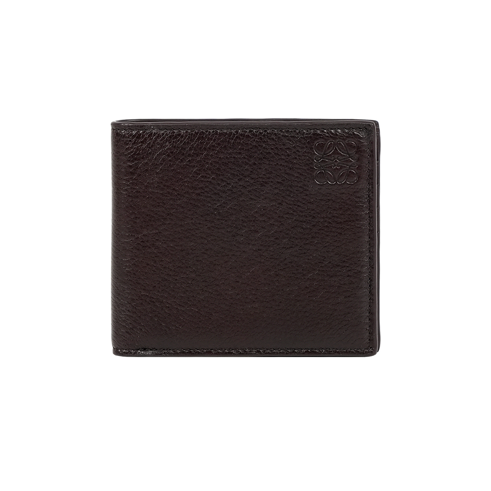 【LOEWE】Anagram 壓紋標誌鹿皮對開8卡短夾(紅棕色)