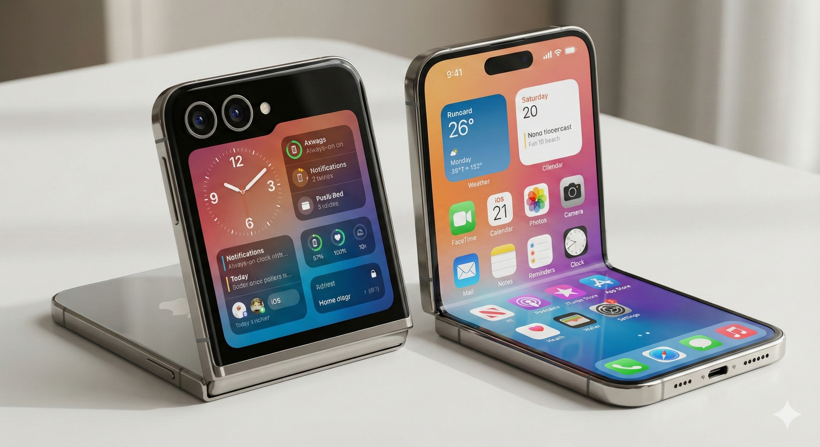 想像現有的 iPhone 變成小摺疊式手機的樣子。