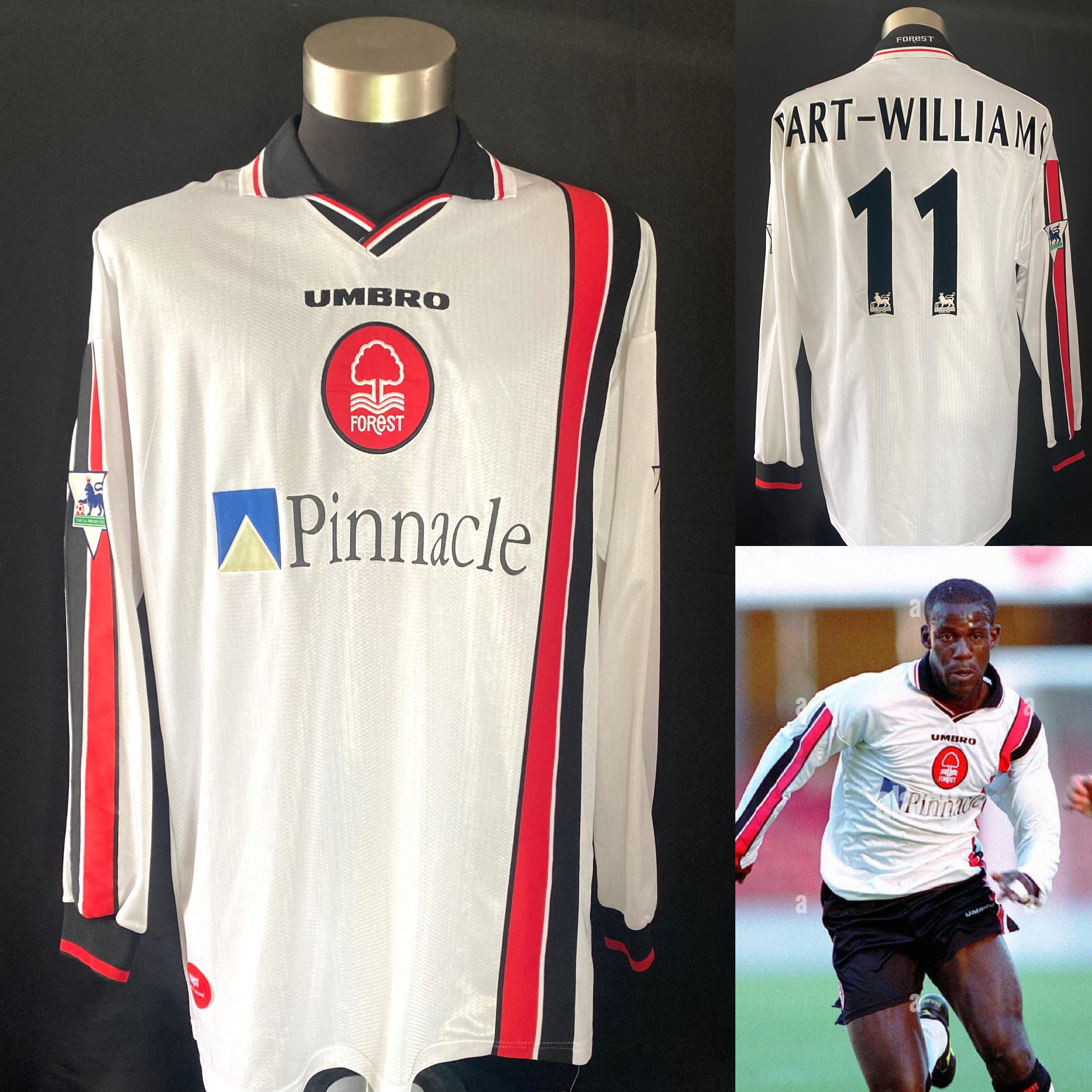 (Match Issue) Nottingham Forest 1998-1999 Umbro L/S Away Match Worn Issue Shirt #11 BART WILLIAMS