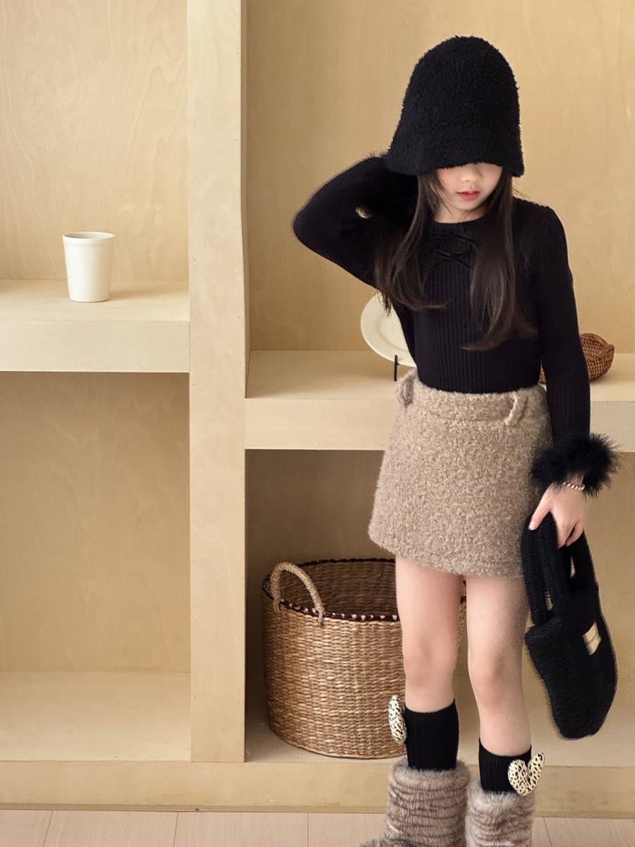 蝴蝶結鴕鳥毛拼接上衣