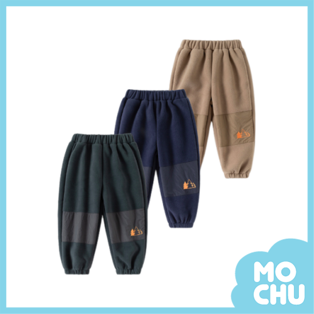 (90cm現貨)樹木搖粒絨拼接束口長褲