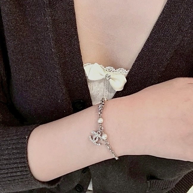 18k 香奶奶25s”小珍珠銀鑽雙c星空”高奢定製手鍊