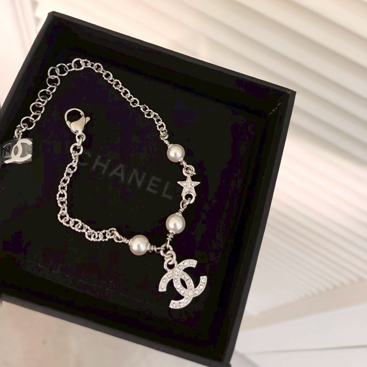 18k 香奶奶25s”小珍珠銀鑽雙c星空”高奢定製手鍊