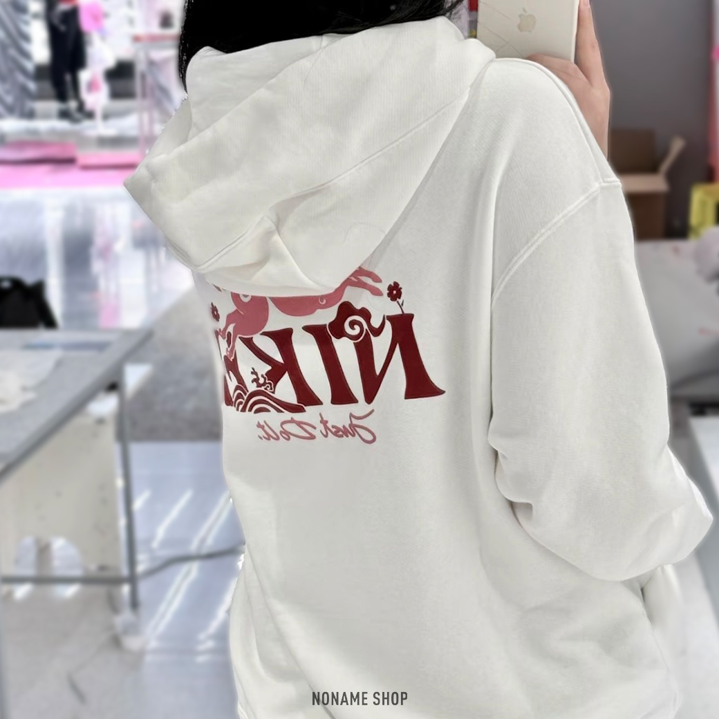 NIKE CNY 馬年限定 帽TEE 長袖 米白 (女款)