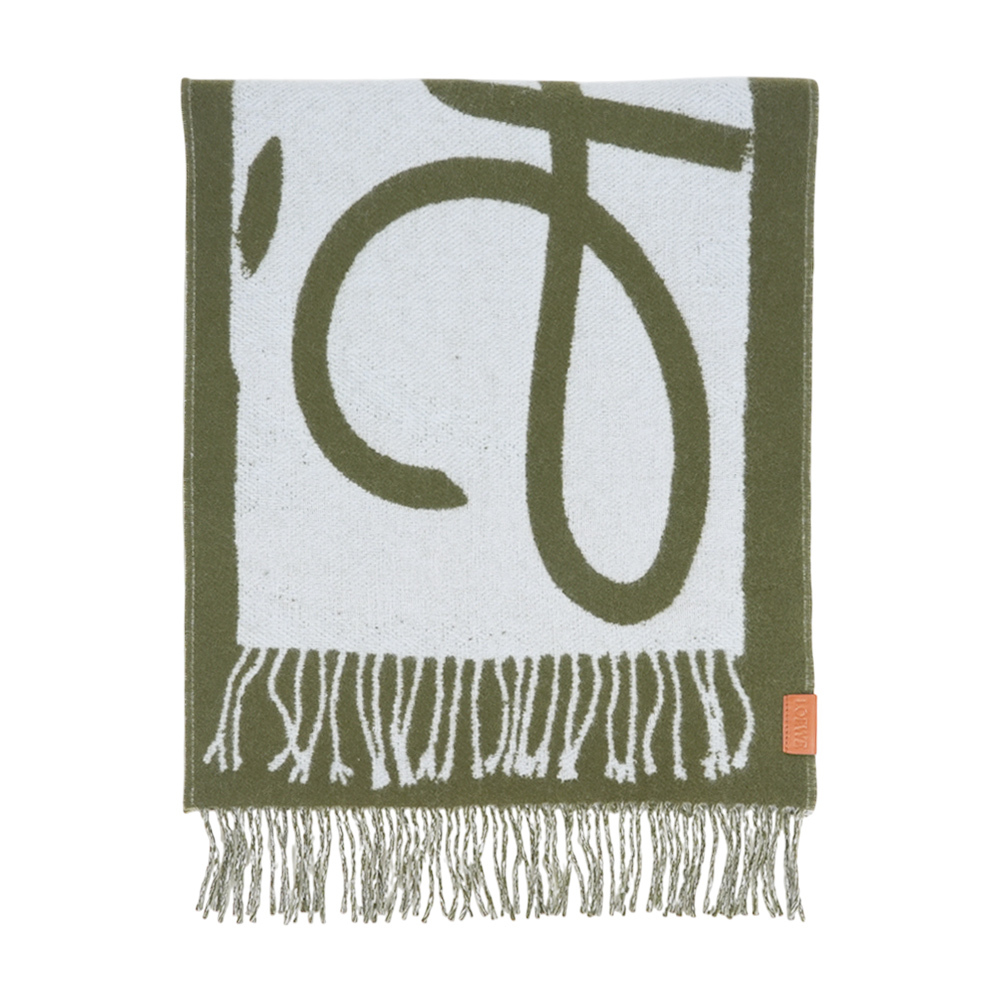 【LOEWE】Anagram 大標誌羊毛及羊絨圍巾(淺藍/綠色)