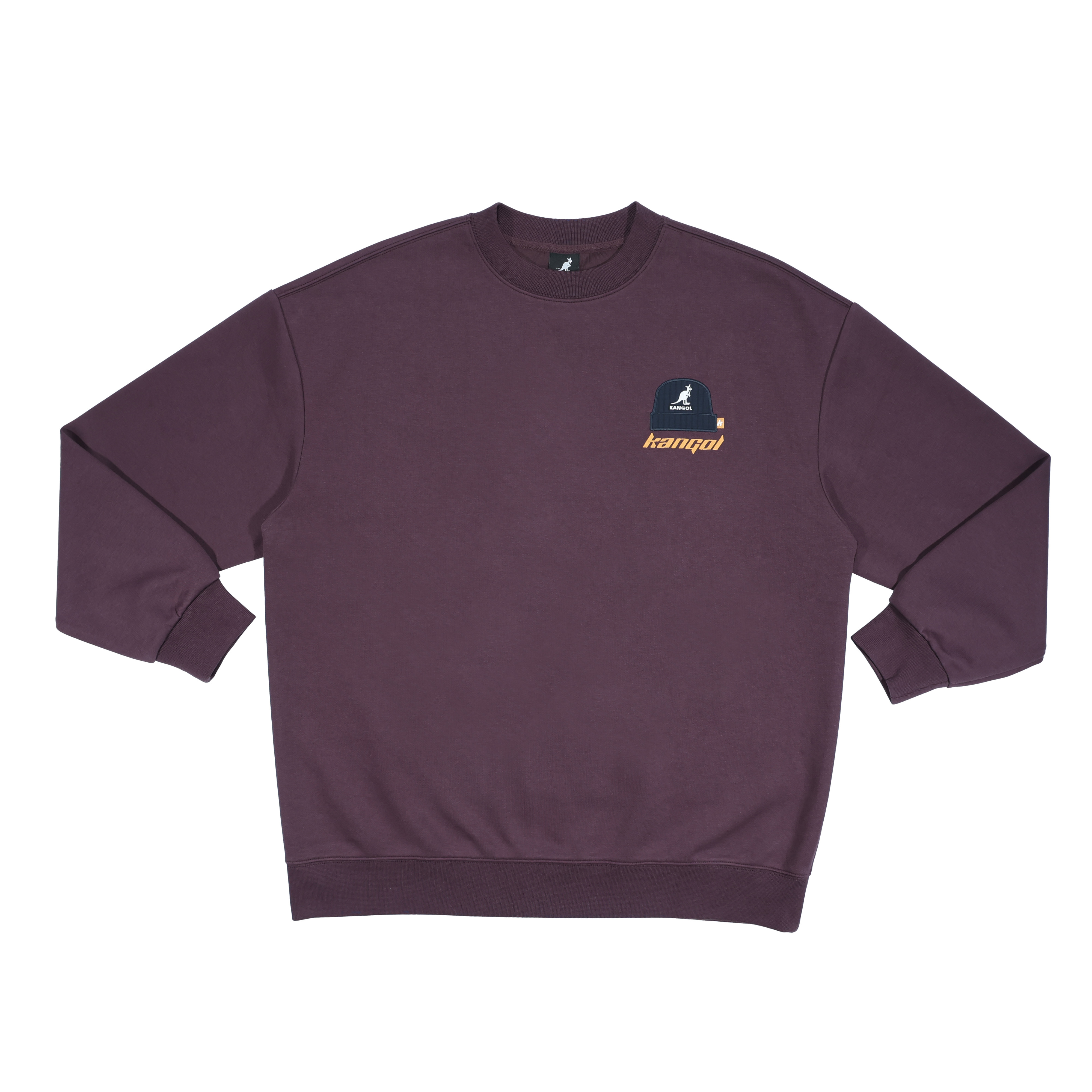 男女款 KANGOL TEE 紫色 英國 袋鼠 中性 毛帽 人物 繡花 長T 大學T【6555101192】