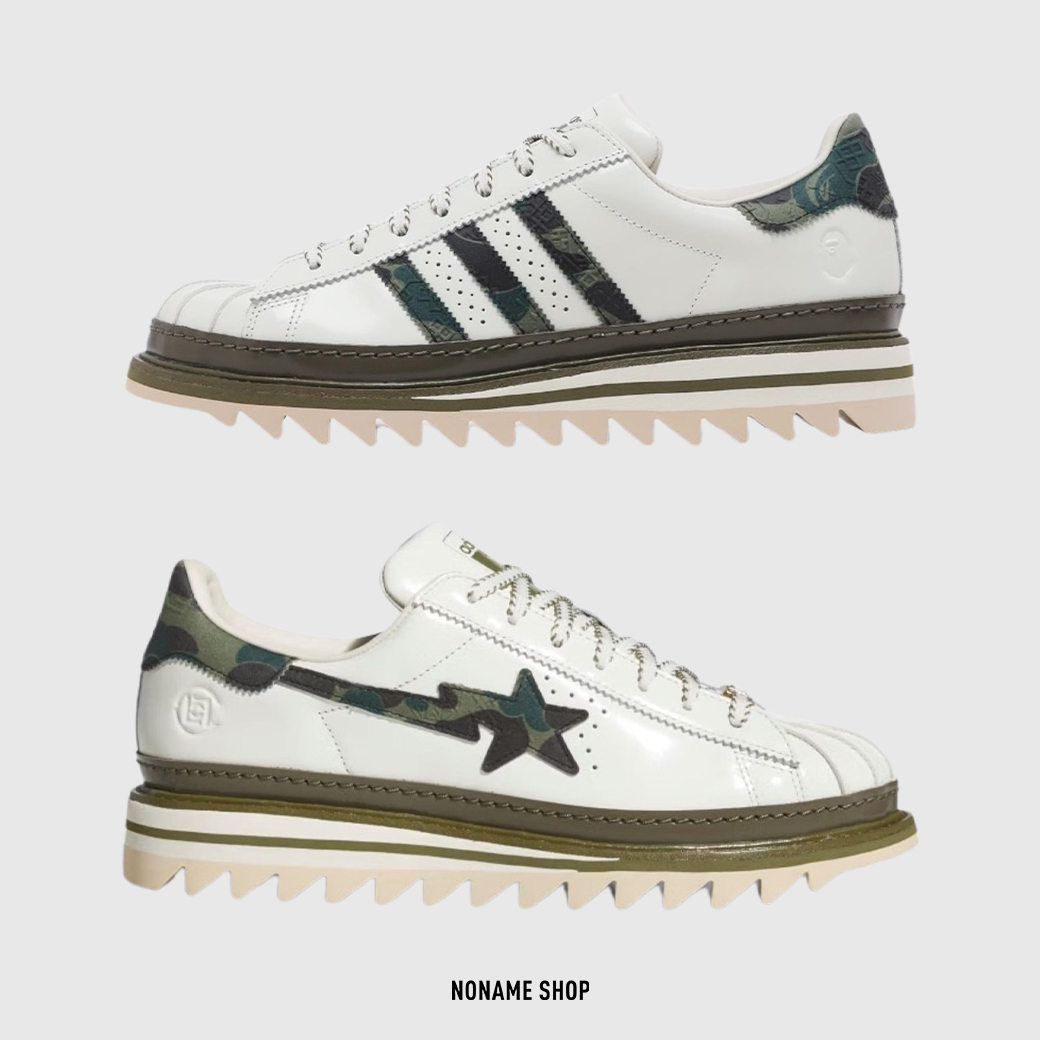 CLOT X BAPE® X ADIDAS ORIGINALS SUPERSTAR 三方聯名 陳冠希 綠迷彩 英倫風 牛津鞋 貝殼鞋 (男款)