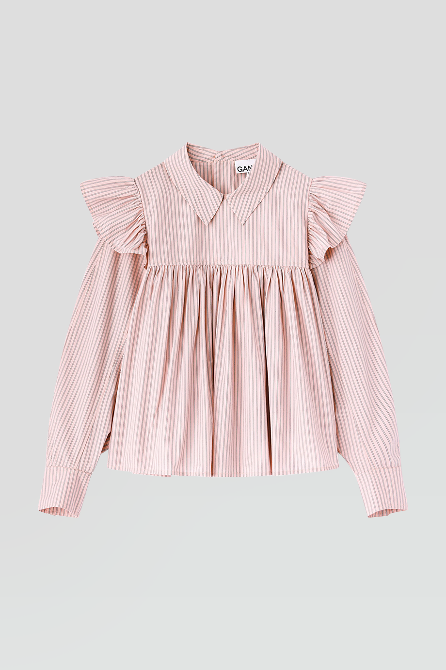 GANNI｜OXFORD 荷葉條紋上衣