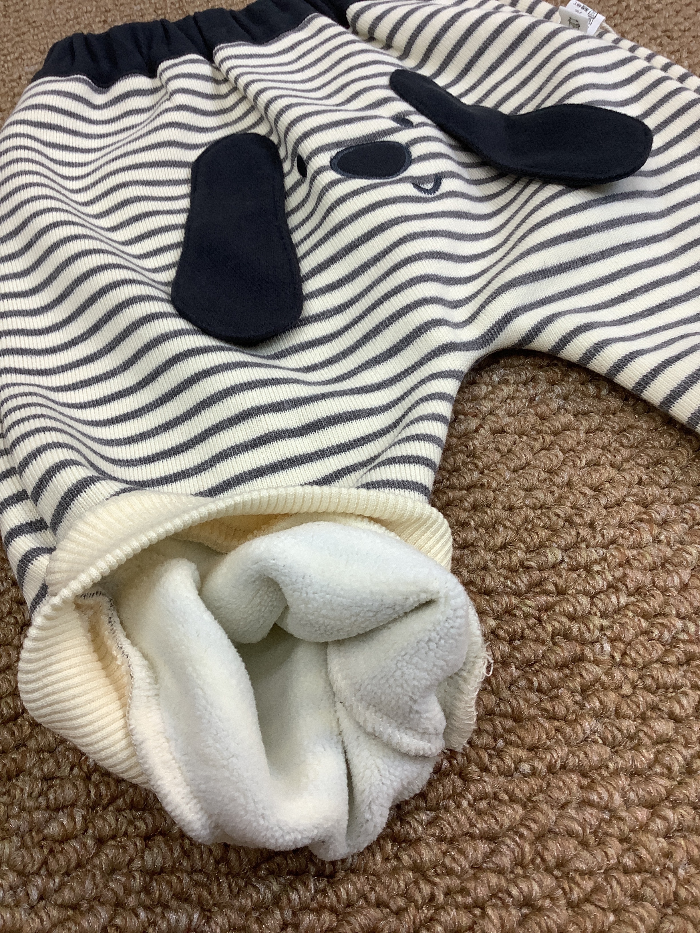 A03952狗狗內裏薄絨條紋褲