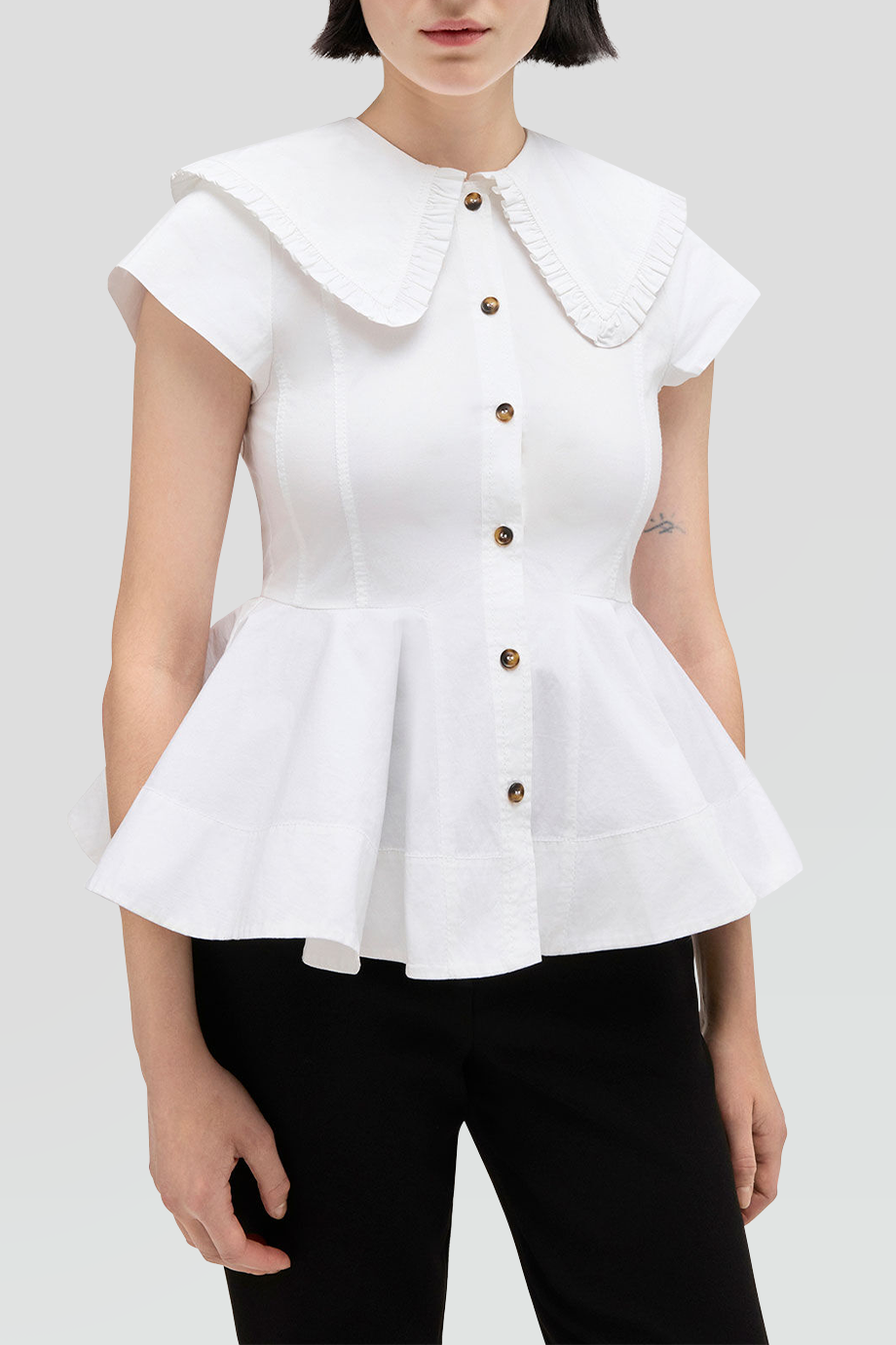 GANNI｜PETER PAN 彼得潘領棉質襯衫