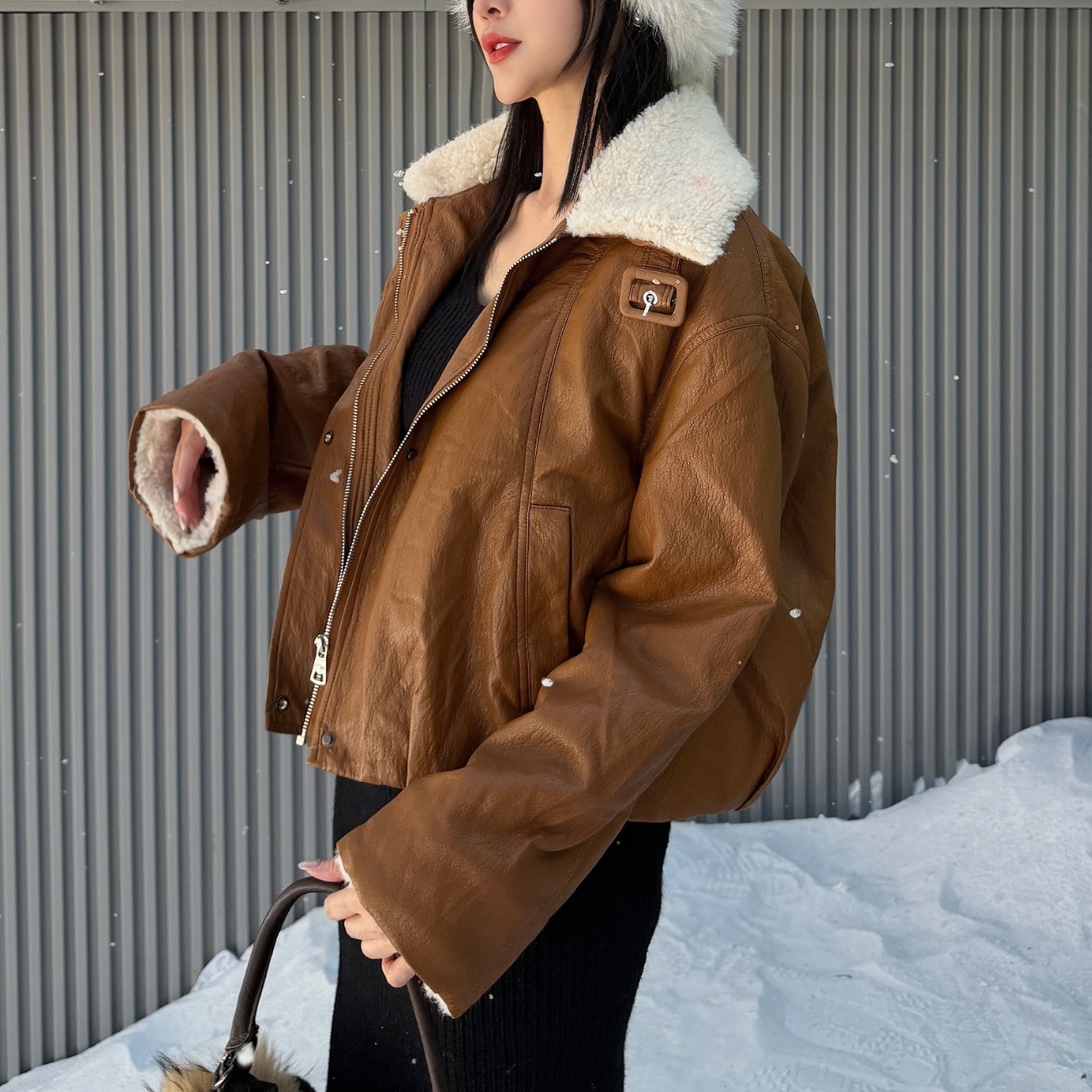 【倫敦畫報】DOMISS皮蛋白羊羔毛外套 皮衣 皮外套 羊羔 (現+預)