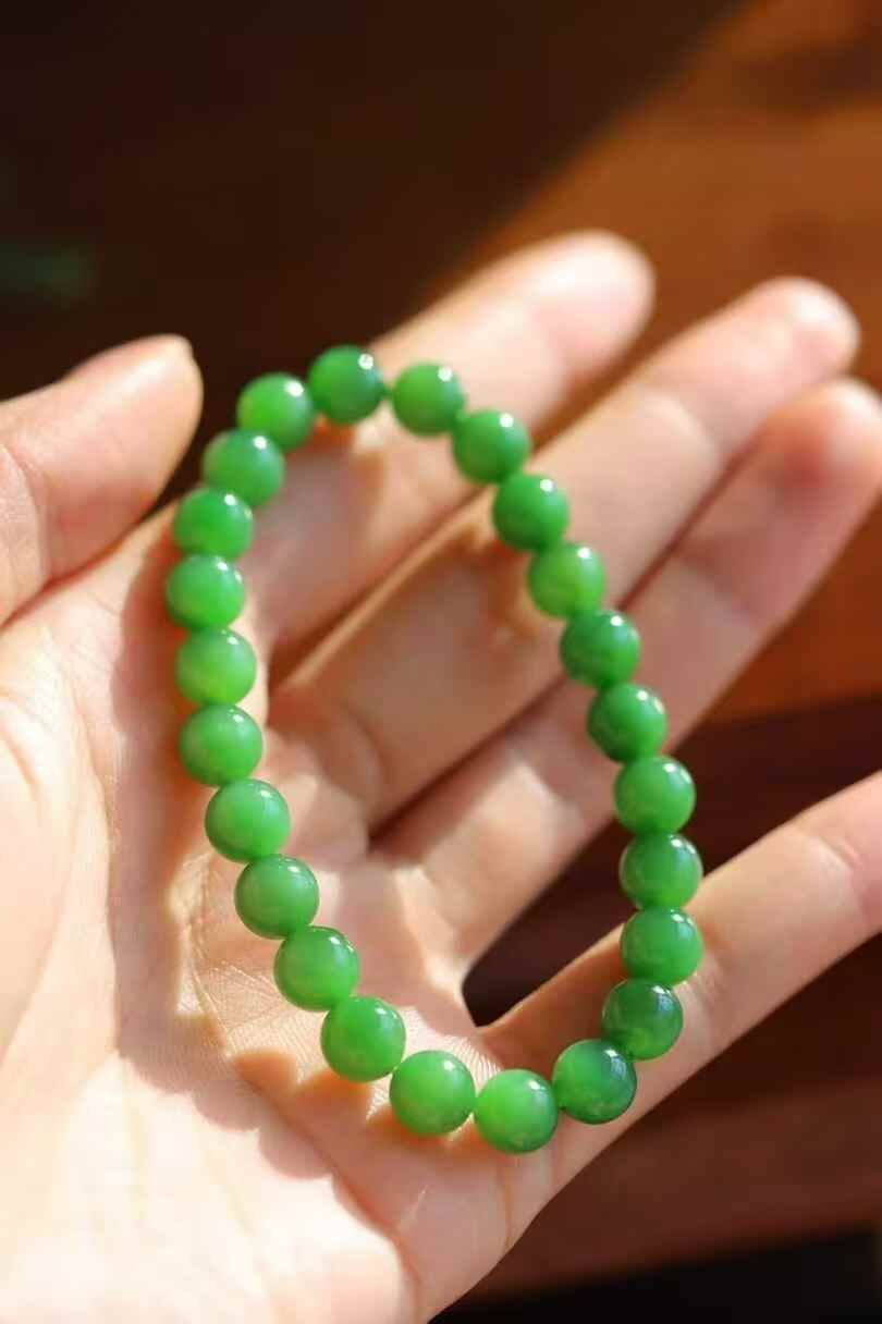1218734 和田玉綠貓眼碧玉手串 (7.8mm直徑)
