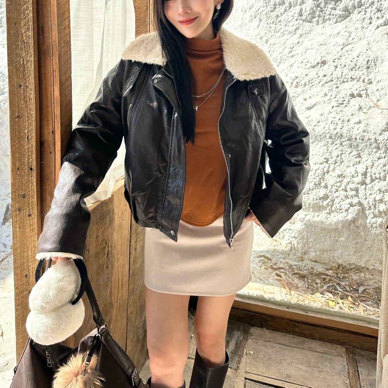 【費城獵人】DOMISS皮蛋白羊羔毛外套 皮衣 皮外套 羊羔  (現+預)