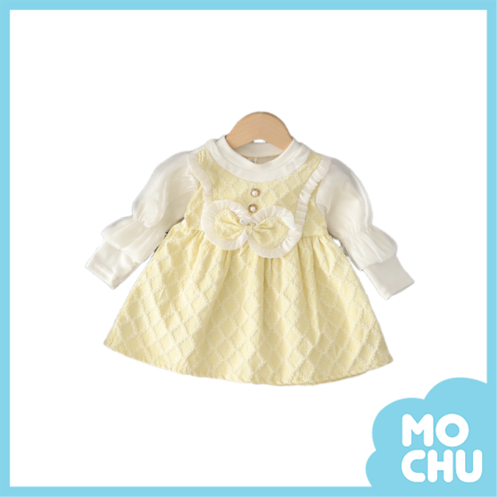 菱格花邊假兩件連身裙(二色)