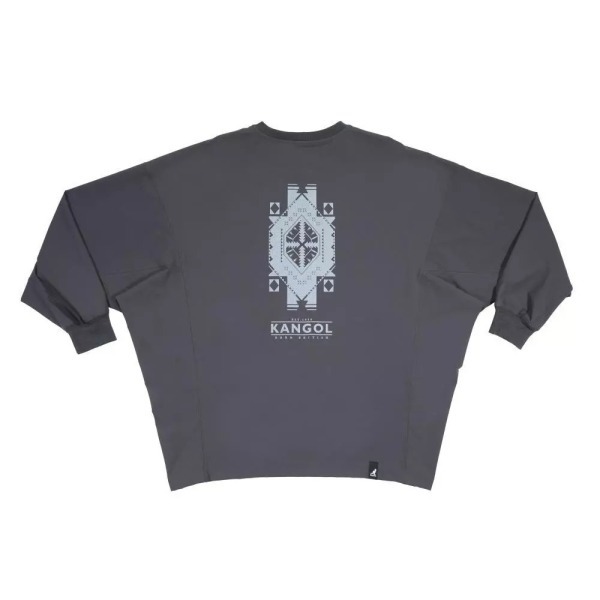 男女款 KANGOL TEE 灰色 英國 袋鼠 中性 寬版 圖騰 薄長T【6555107020】
