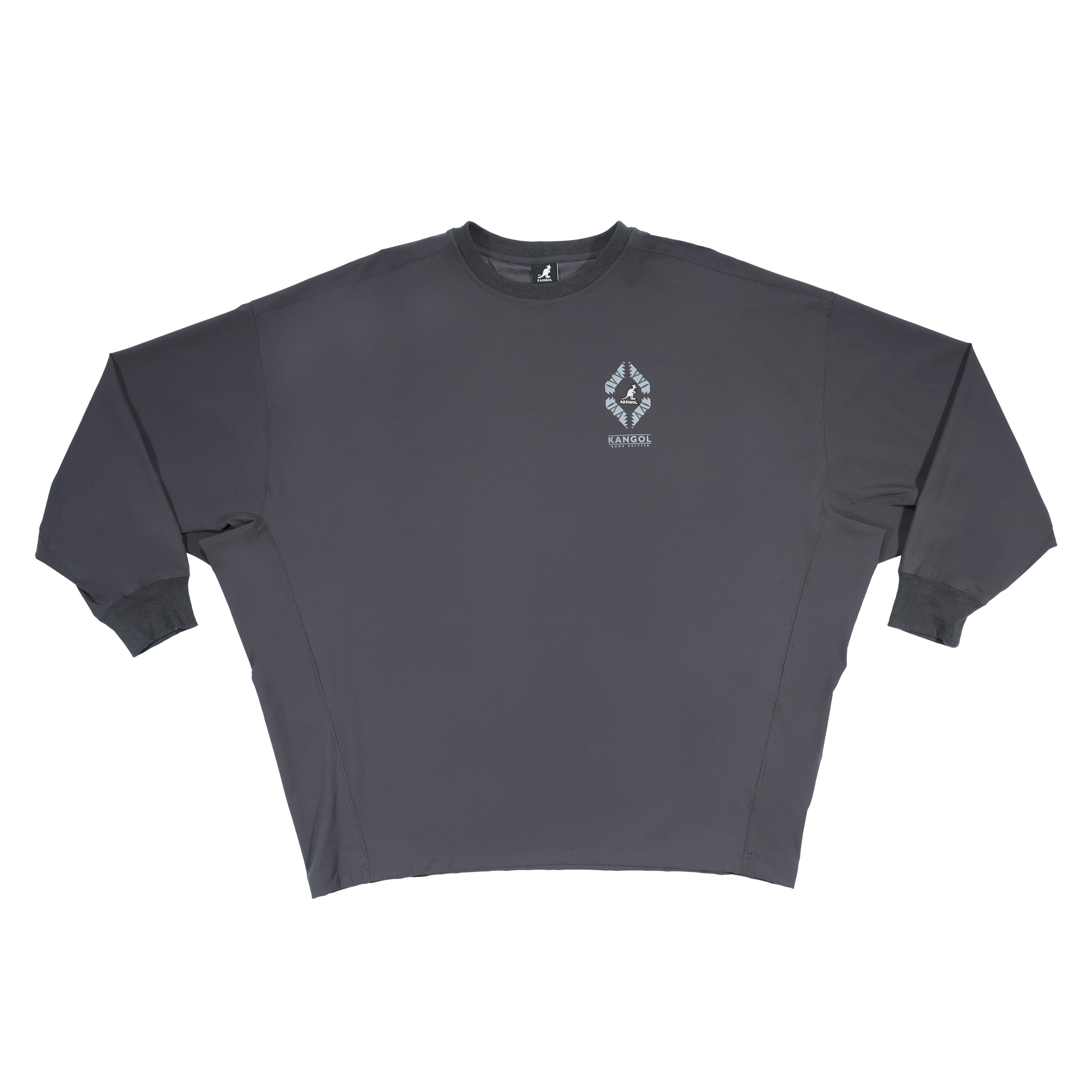 男女款 KANGOL TEE 灰色 英國 袋鼠 中性 寬版 圖騰 薄長T【6555107020】