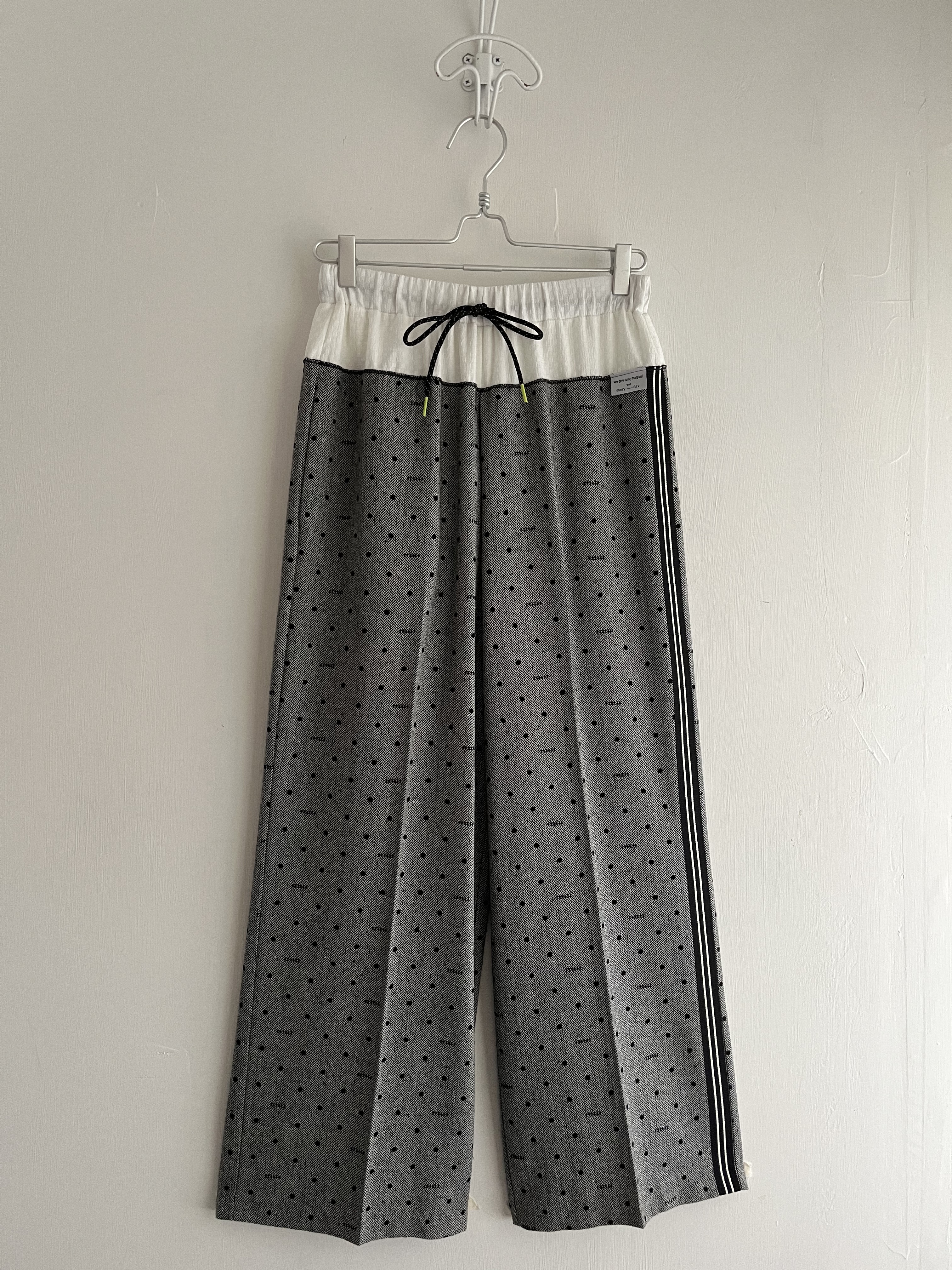 韓國製Eimee Law黑色波點暗紋拼布褲