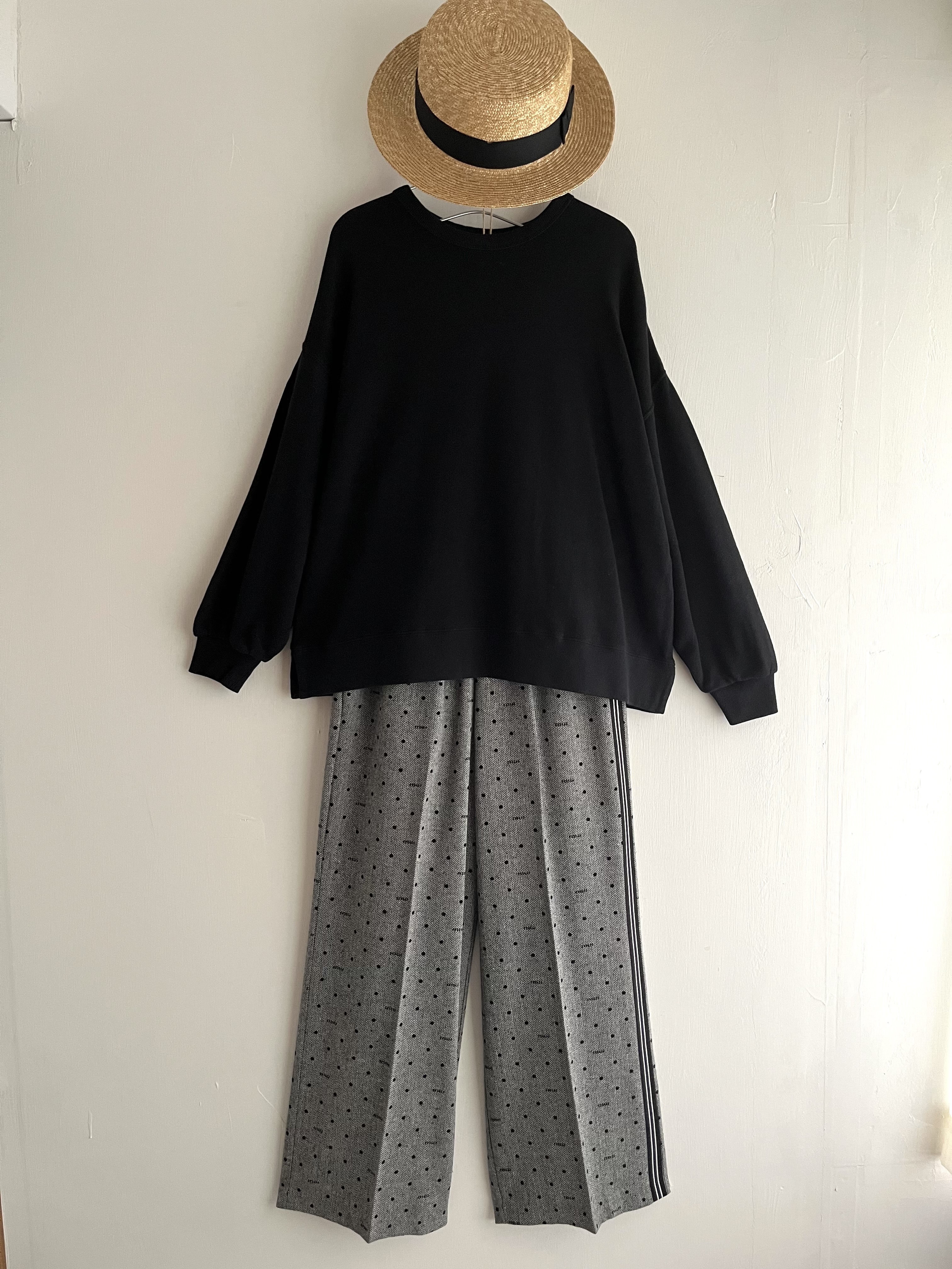 韓國製Eimee Law黑色波點暗紋拼布褲