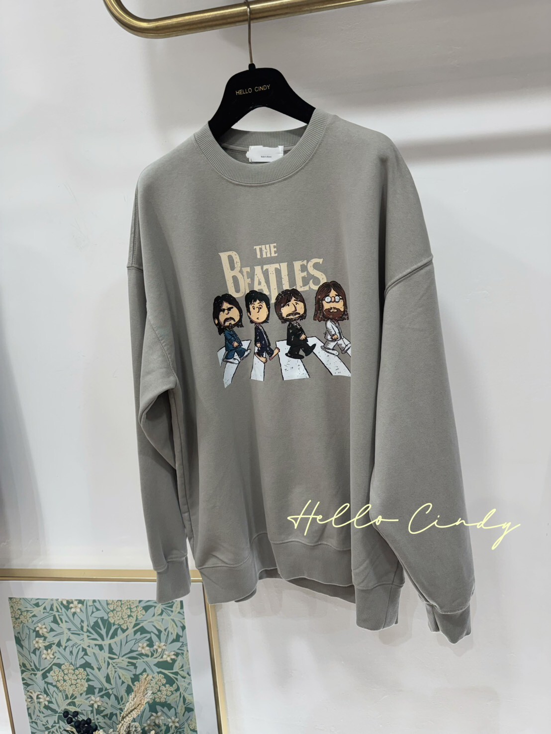 B12129 Cindy自留的可愛披頭四過馬路over size大學T