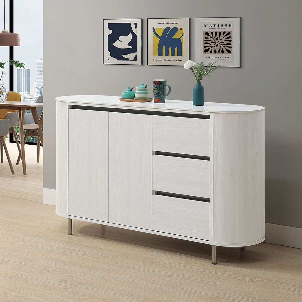 漢妮5尺造型岩板收納餐櫃/碗盤櫃/置物矮櫃/電器櫃/玄關櫃