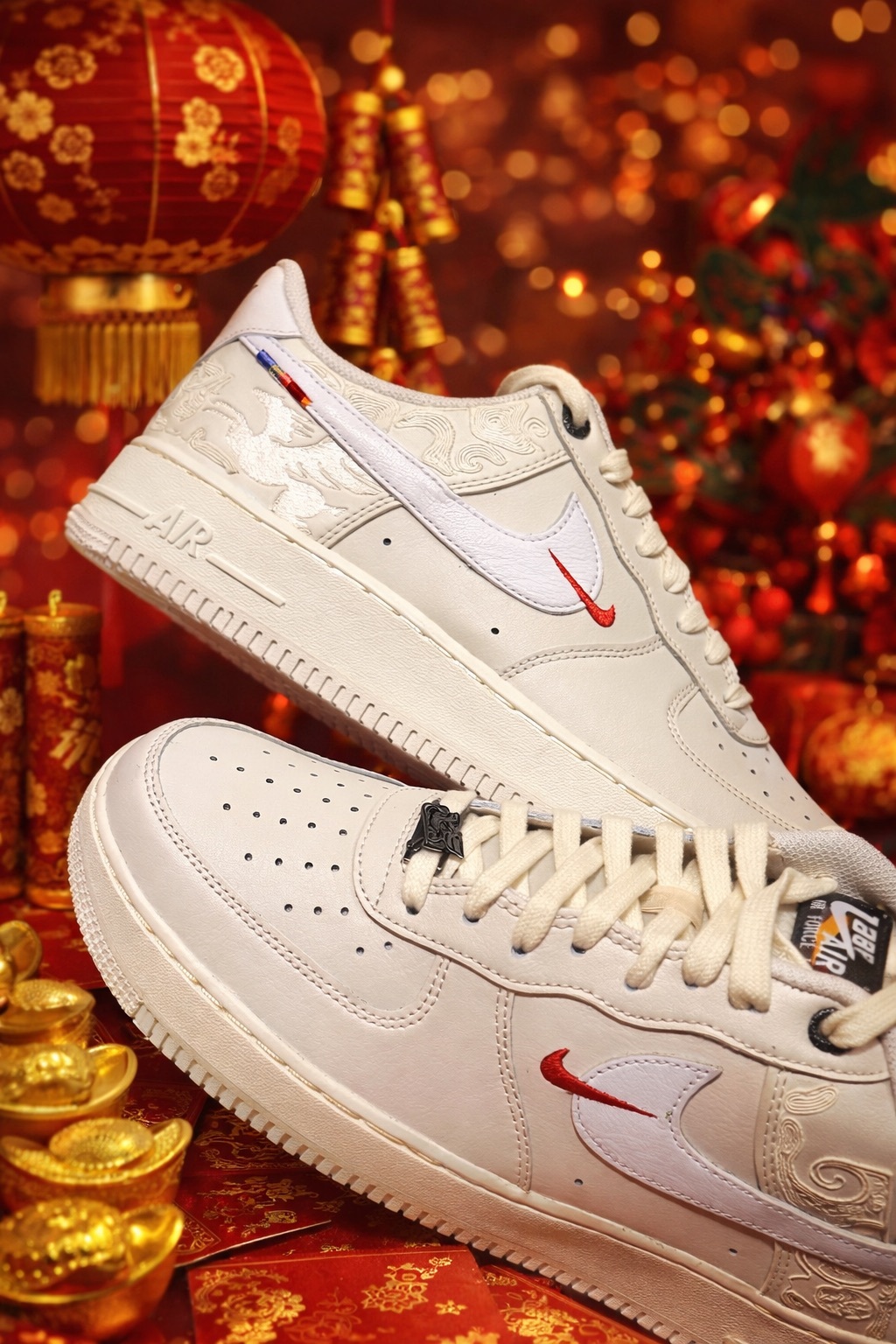 男鞋 NIKE AIR FORCE 1 '07 'CNY' 白紅 馬年 新年 刺繡 皮革 休閒鞋【IQ1119-011】AF1