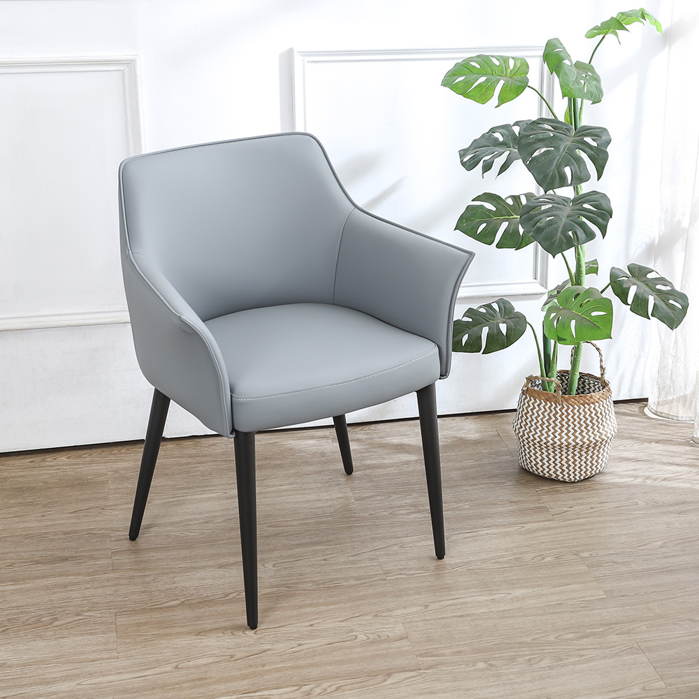 傑伊工業風扶手餐椅/休閒椅/洽談椅/商業椅-藍灰色