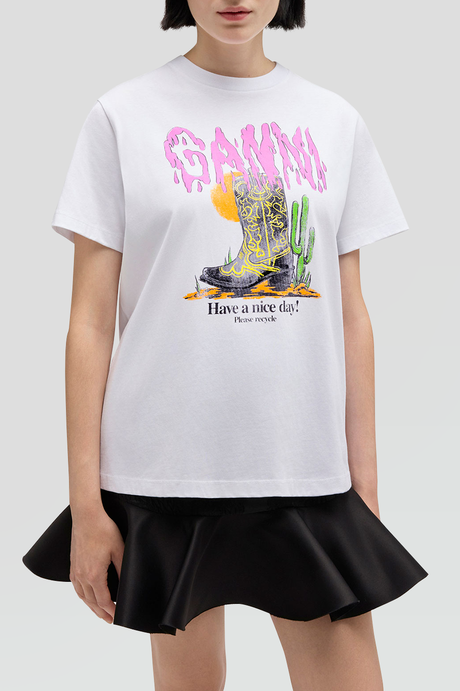 GANNI｜BOOTS 印花西部靴棉質T恤