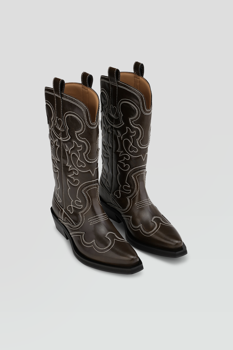 GANNI｜WESTERN 中筒刺繡西部靴