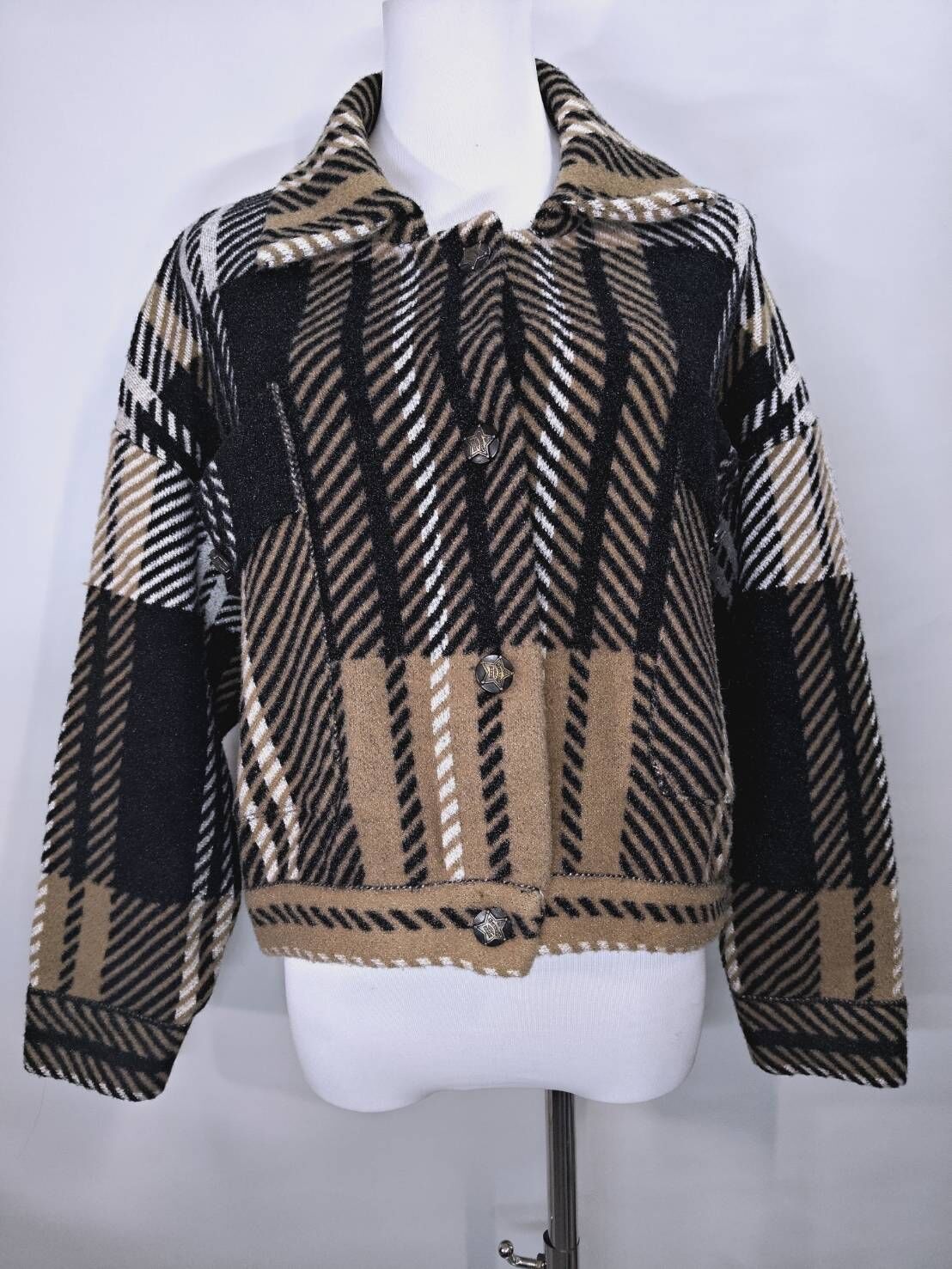 韓系撞色翻領排釦加厚上衣 C48