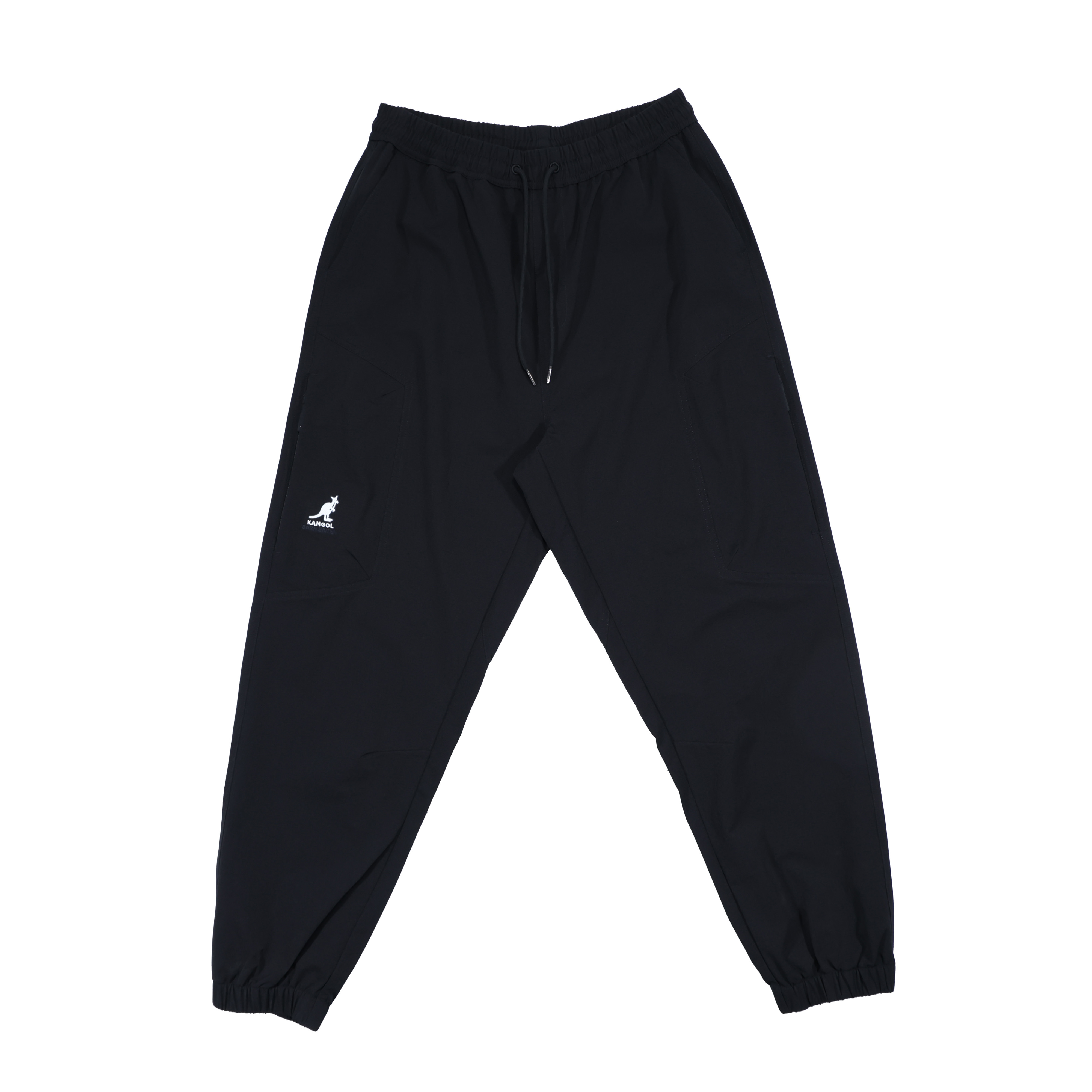 男女款 KANGOL PANTS 黑色 英國 袋鼠 休閒 中性 多口袋 寬鬆 縮口褲 長褲【6555152020】