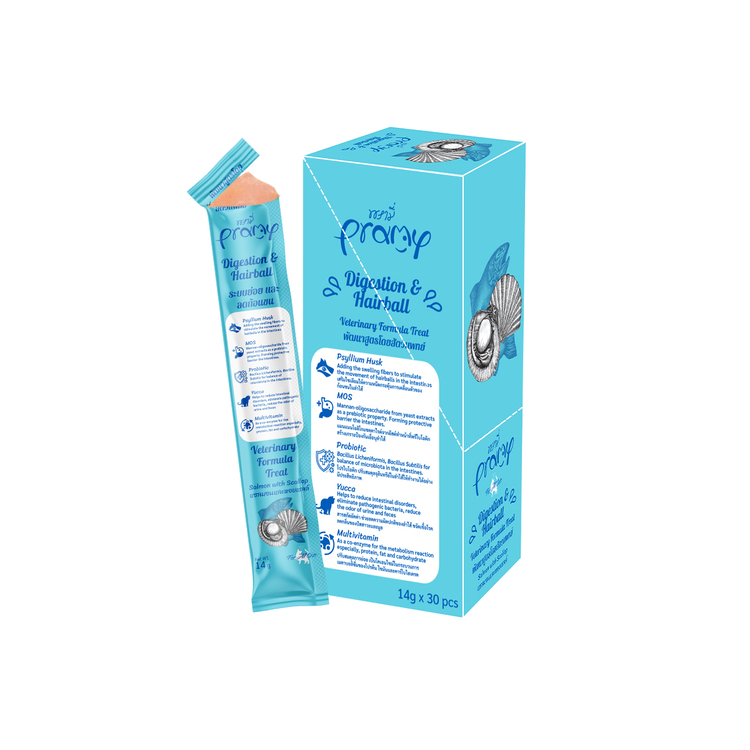 Pramy 三文魚扇貝 腸胃消化&化毛球 營養肉泥唧唧貓醬 14g x 30條裝