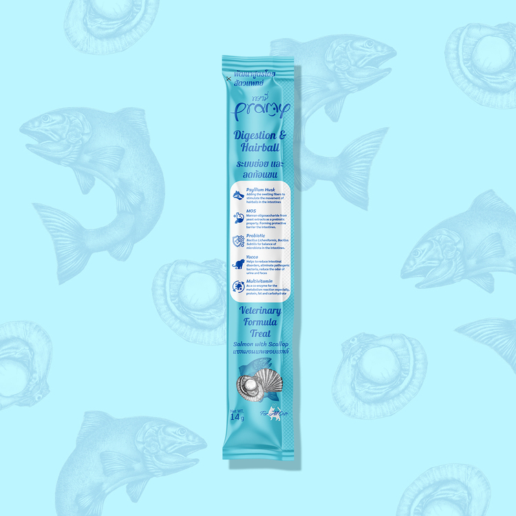 Pramy 三文魚扇貝 腸胃消化&化毛球 營養肉泥唧唧貓醬 14g x 30條裝