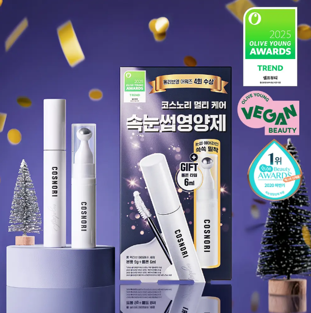 COSNORI Eyelash Growth Nourishing Serum 9g, plus a free 6ml eyebrow and hairline growth roller.