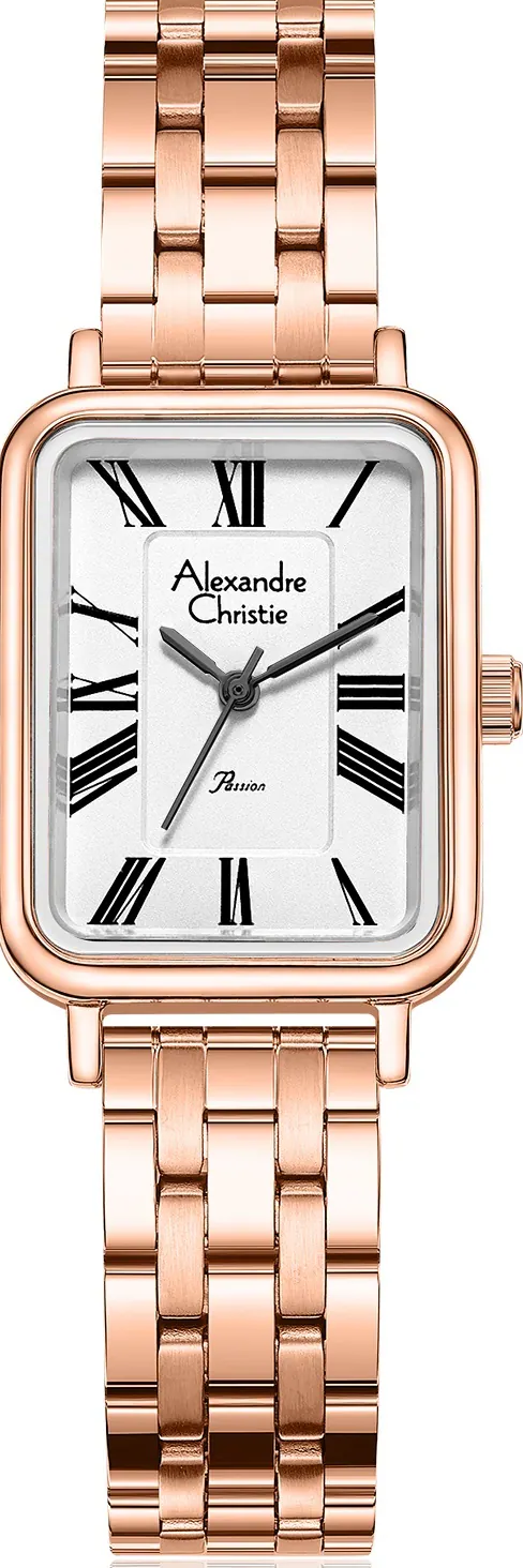 萬年鐘錶 - Alexandre Christie 玫瑰金框方形優雅女錶 2B60LHBRGSL1 錶徑21.5MM  (AC 錶)