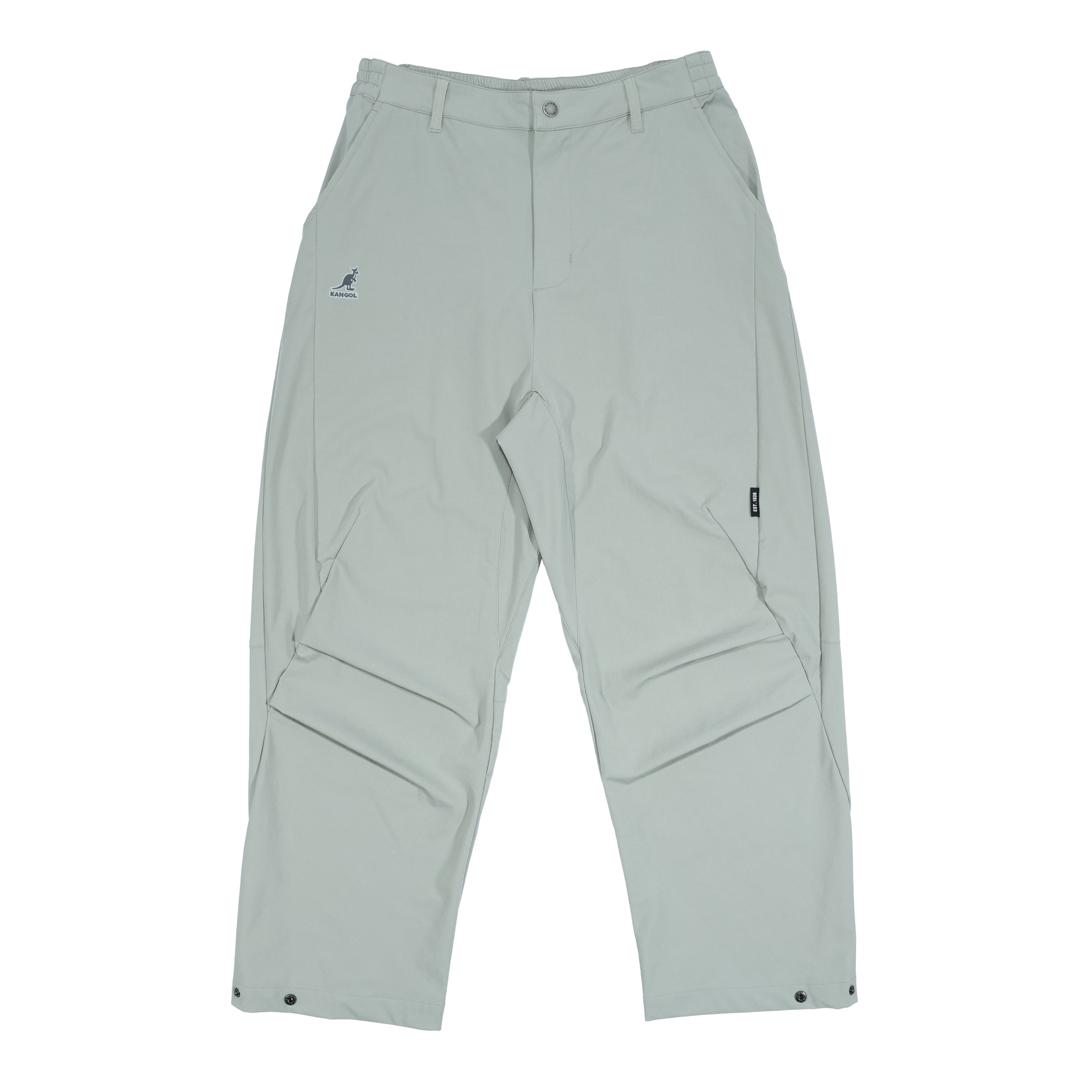 男女款 KANGOL PANTS 淺灰色 英國 袋鼠 休閒 中性 寬版 打摺褲【6555154011】