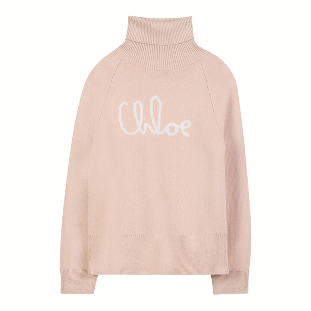 1LN1223-019 CHLOE Turtle-Neck Logo Embroidered Jumper #C20640-257 (C-BR-E)